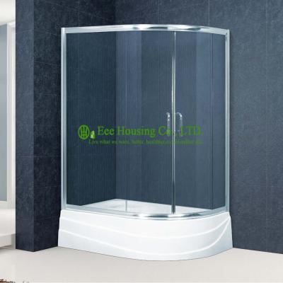 China Fan-shape Arc Hinge Compact Shower Cabin Door,anti-dropping design roller Aluminum frame fan-shape slding shower door for sale