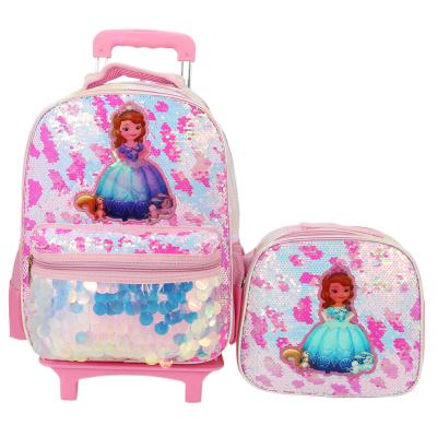 China Waterproof Wholesale New Design Large Trolley School Bag Kids School Trolley Bag 2 wheels/6 wheels for sale