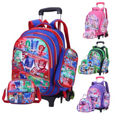 China Children 3D Colorful Anti-theft Trolley Bag Large Size Cartoon School Trolley Bags for sale