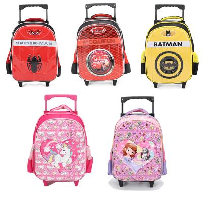 China New waterproof 3D cartoon school trolley bags spiderman with wheels for sale