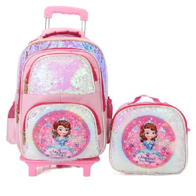 China Anti-theft Trolley Bag Children 2021 Lunch Bag Kids Set 3 To 1 Trolley Bags School For Kids for sale