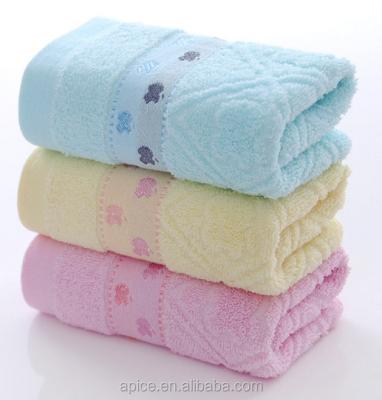 China Hot Sale Cotton QUICK DRY Low Twist Coler Border Jacquard Solid Face Towel for sale