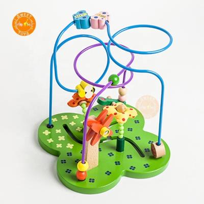 China Toy Educational Game Wooden Bead Model Educational Toys, Cute Cartoon Beads Stretch Baby Wooden Toys For Children for sale