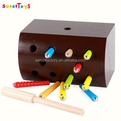 China Children Balance Wooden Magnetic Catching Exercise Worms Educational Toys Game Gifts For Children for sale