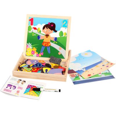 China Cartoon Toy Educational Toys Wooden Magnetic Double Side Sketchbook Puzzle for Children with Introductory Lecture for sale