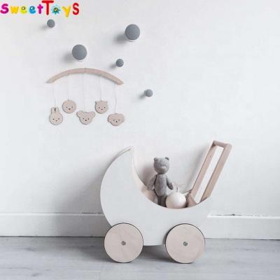 China Ride On Toy Baby Wooden Walker Car Push Doll Stroller Toy Classic Wooden Doll Buggy, Wooden Baby Learning Walker Toddler Toys for sale