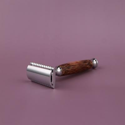 China Eco Twin Bamboo Handle Blade Double Edge Shaving Private Label Reusable Safety Razor for sale