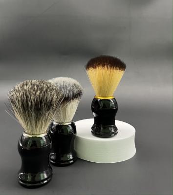 China New Design Private Label Shaving Brush Black Resin Handle Badger Hair Wet Shaving Brush For Men Grooming Care for sale