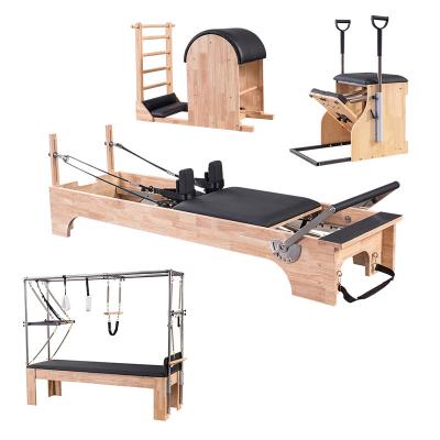 China Wood+Aluminum Alloy+Wooden Accessories Hot Selling PU Factory Fitness Pilates Reformer Pilates Set for sale