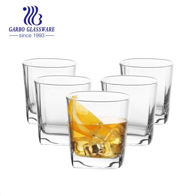 China 347ml Classic Clear Bar Decal Personalized Logo Square Shape Whiskey Beer Glass Heavy Based Mug for sale