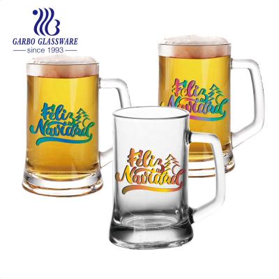 China With Handle Hot-selling Beer Glass 400ml With Custom Design Wholesale Cheap Stoneware Mug Glass Beer Mug In Stock for sale