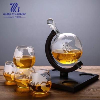 China Stock Amazon World Map Decals Decanter with Glass Globe Decanter Set of 2 Gift Whiskey Glass Globe Decals for sale