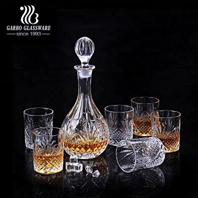 China Available Clear Crystal Whiskey Decanter Set Engraved Antique Whiskey Decanter Set With Whiskey Tumblers for sale