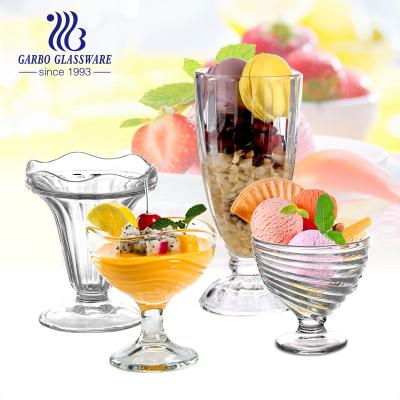 China Sustainable Glass Cup Maker For Glass Ice Cream Cup / Glass Ice Cream Cup for sale