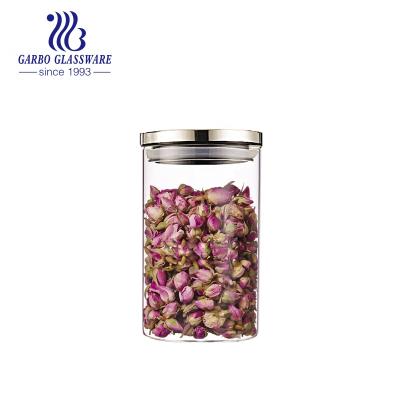 China / Wholesale Handmade 910ml Borosilicate Blown Glass Storage Jars With Lid And Decal Customized Designs for sale