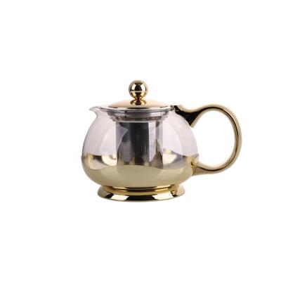 China 1.2L Amazon Teapots Round Shape Borosilicate Glass Sustainable Glass Teapot With Infuser for sale