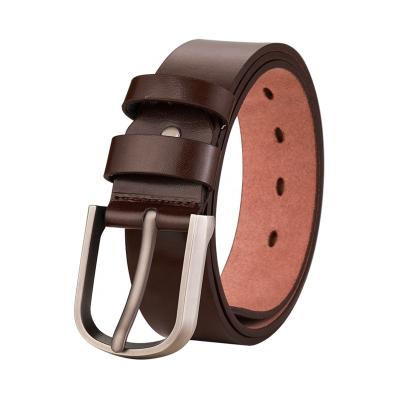 China Factory Wholesale High Strength Leather Belt Men Business Cowhide Belt Needle Buckle Upper Belt for sale