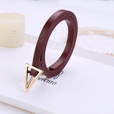 China Factory new eco-friendly triangle buckle high quality PU ladies belt European decorative belts and American belt for sale