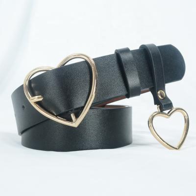 China Eco-Friendly Heart Shaped PU Leather Belt Buckle PU Belt For Women UK Durable for sale