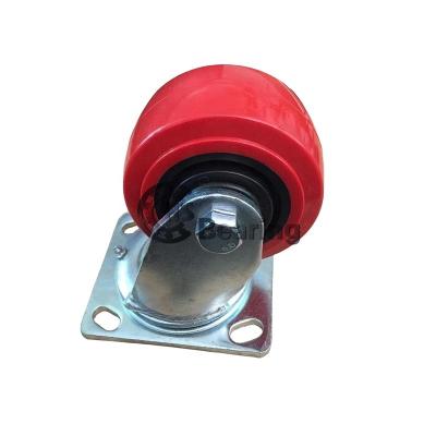 China Caster Wheel Rigid Heavy Duty PU Swivel 4 Inch Red for sale