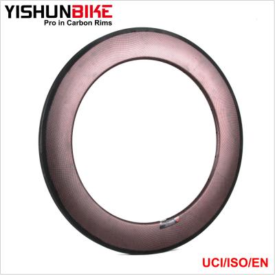 China Newer Carbon! ! YISHUN Bike 700c Super Lightweight 520g Road Rims 88mm Carbon Titanium 20/24 Tubular Holes Bike Rim WU8T (C+T) for sale