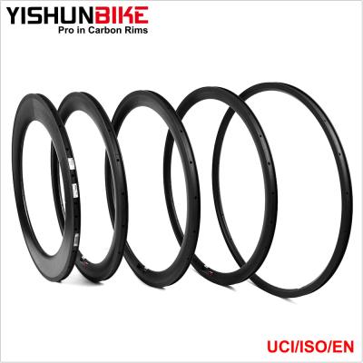 China YISHUN Cheap 700C Carbon Material Carbon Wheels /Climbing Flat/Hills Road Bike 38mm Anvil Wheels Factory Wholesale WA3C for sale