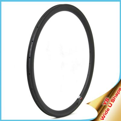 China YISHUNBIKE 700C road carbon bicycle rim YISHUNBIKE 700C wide raod 20/24 holes 25mm depth U-shape 38mm deep carbon anvil bicycle rim for sale