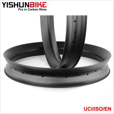 China Fatbike carbon rims new YISHUN 26er fat bike 20mm profile carbon rim 90mm wide snow bicycle rims FAT26S-90S wholesale for sale