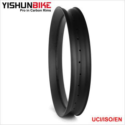 China Fatbike Carbon Rims OEM Accept! 2017 YISHUN 26er fat bike 20mm profile carbon rim 90mm wide snow bike rims China factory FAT26S-90S for sale