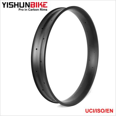 China Fat Bike Carbon Rims 542mm ERD 26er Fat Bike Rims Cycling YISHUNBIKE fat26-85 Double Wall Rims 85mm Depth 22mm Wide Carbon Snow for sale