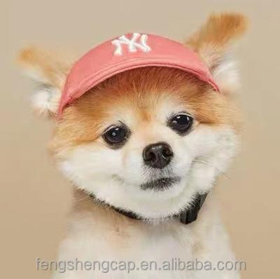 China Factory Viable Wholesale Customized Cute Pet Head Covers Dogs Major New York Hats and LA Logo Embroidery Pets Headwears in Plastic Clip Buckle for sale