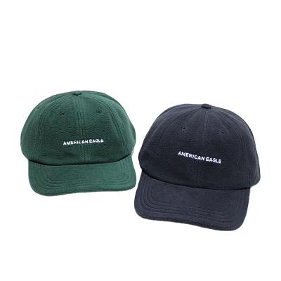 China Vintage Amekaji Baseball Cap Low Profile Brim EA Winter Retro American Workwear Fleece Pre-curved Dad Hat for sale