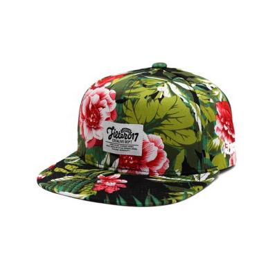 China JOINT Good Quality Colorful Flowers Flower Snapback Hat Floral Printing Genuine Leather Strapback Covers For Summer Beach Vacation for sale