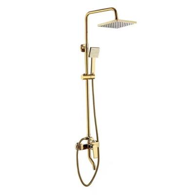 China With Slide Bar Hot Sale Bathroom Zinc Body Jets Luxury Temperature Control Mixer Shower Set OEM Gold Style for sale