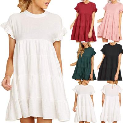 China SunNY Everset Women Clothing Round Neck Viable Dress Women's News Party Ruffle Layered Cake Dress Summer Elegant Loose Viable Neck Large for sale