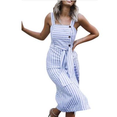 China Viable Viable Women's Irregular Striped V-Neck Strap V-Neckline Single-Row Buckle Mid-Sleeve Dress for sale