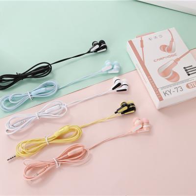 China KY-73 OEM Perfect Design Big Noise Plastic Cheap Colorful Wire Earphone With Microphone In Ear Earpiece for sale