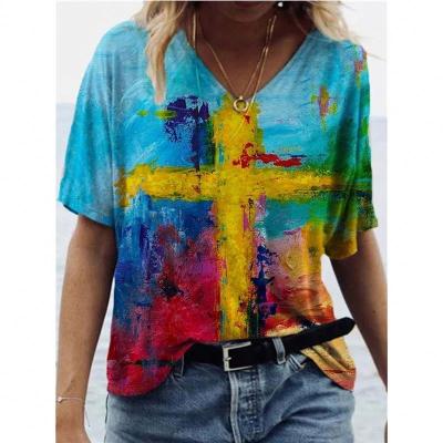 China JSY45 Anti-wrinkle tops 2021 selling wholesale new design summer shirt printing T-shirt plus size women's T-shirts for sale