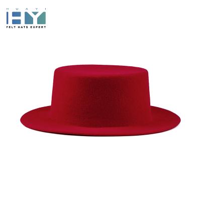 China Wholesale Wool High Quality Red Felt Hat Picture ODM Brim Straw Hat Short Hat for sale