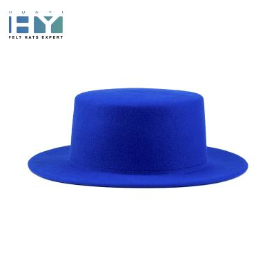 China Picture selling four seasons hat 100 blue wool straw hat handmade felt hat for sale