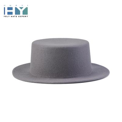 China Picture Fashion Brim Felt Hat 100 Wool Felt Hat Unisex Short Boat Hats for sale