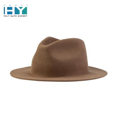 China Moq 100% Picture Fashion Custom Woolen Stocking Mid Brim Wide Brim Cowboy Felted Hat Brown Hats For Men for sale