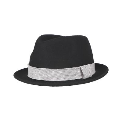 China Picture Classic Outdoor Hot Selling Black 100% Wool Felt Brim Felted Hat Short Hat for sale