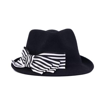 China Picture Fashion Designer New Black Classic Felt Top Hat Brim 100% Wool Felt Mens Felted Hat Hats for sale