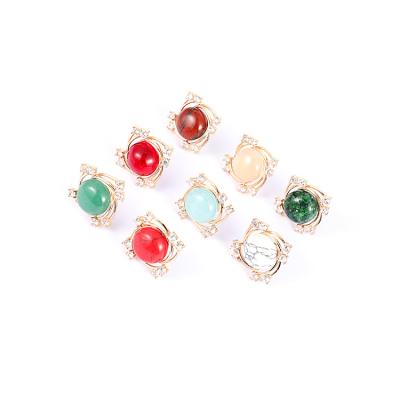 China 2021 high quality fashionable gorgeous earrings hot sale colorful natural stone gold plated earrings for women for sale