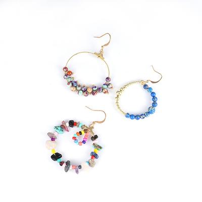 China High quality factory direct sales fashion cheap natural stone gold plated unique hoop earrings for women 2021 for sale