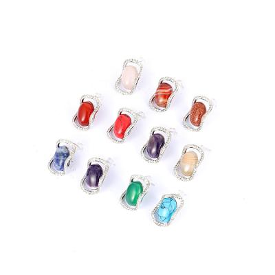 China Manufacturer Stock Multicolor Natural High Quality Stone Bulk Ladies Small Rhinestone Earrings Earring Set 2021 for sale