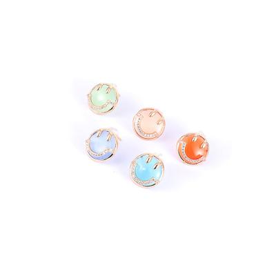 China Factory direct sales high quality fashion cheap rhinestone cute Smiley Face Small Round Earrings 2021 women for sale