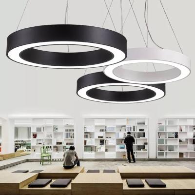 China Modern Circular Led Desk Decoration Linear Pendant Light Round Led Ring Hanging Pendant Light for sale