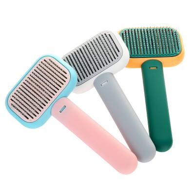 China Viable Long Haired Cat Hair Removal Comb One-Click Pet Hair Removal Needle Comb Pet Brush Dog Massage Brush Special Brush for sale